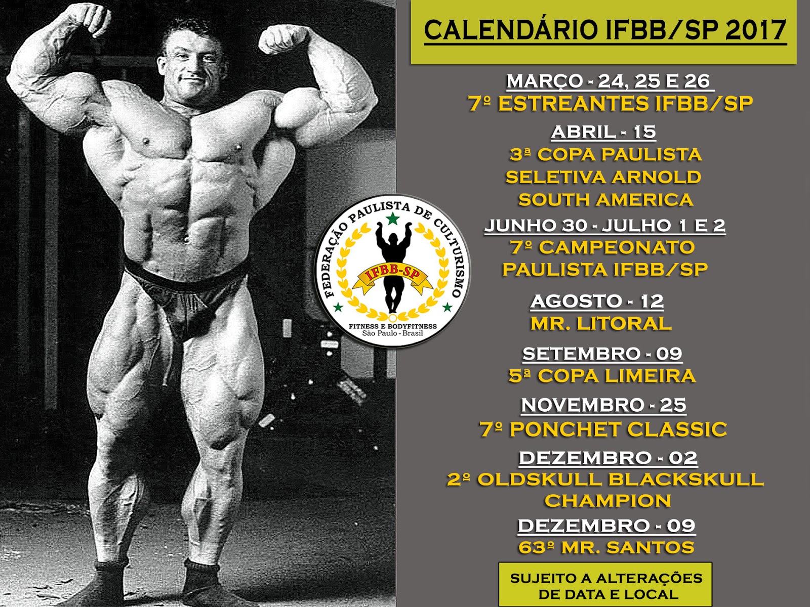 FEPAC BRAFF Calendário IFBB/SP 2017 Atualizado e revisado