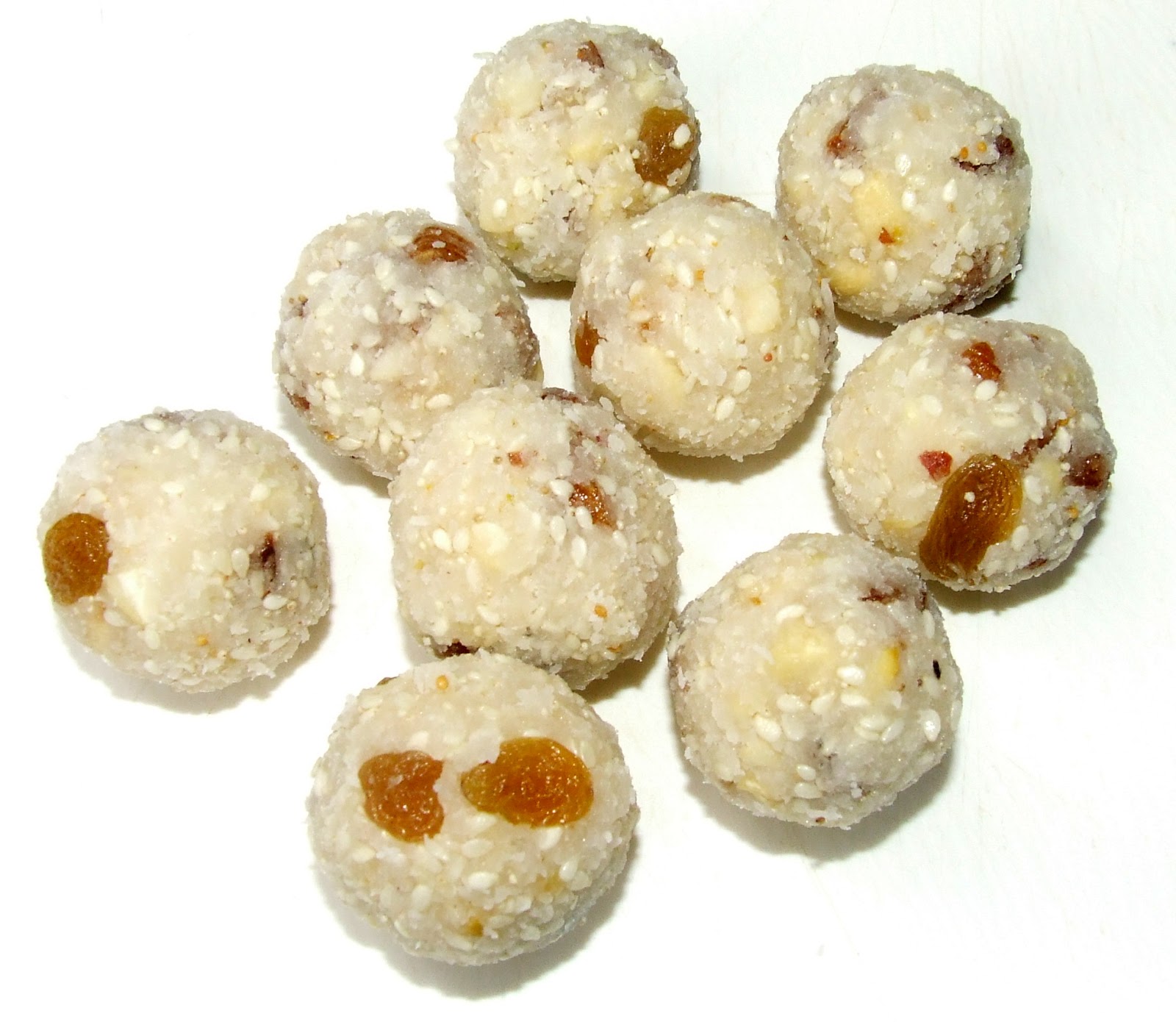 Coconut Laddu / Coconut Balls with Dry fruits, Nuts and Seeds (Vegan