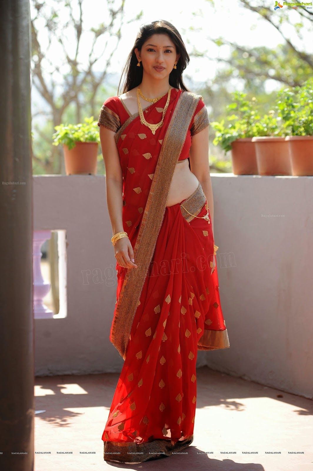 Actress Hot Images Tanwi Vyas Shoing Navel In Red Saree