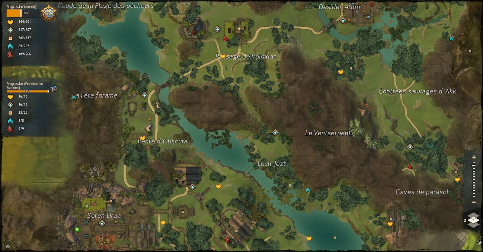 Découvre Guild Wars II: Cartographie Province de Metrica - Zone 1 à 15 Découvre Guild Wars II: Cartographie Province de Metrica - Zone 1 à 15