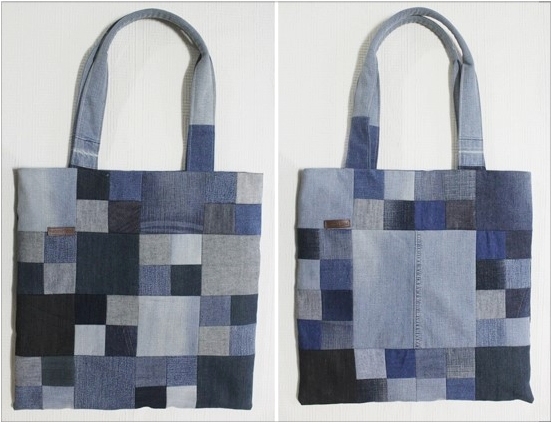 Patchwork Denim Shopping Bag. Sewing Tutorial. ~ DIY Tutorial Ideas!