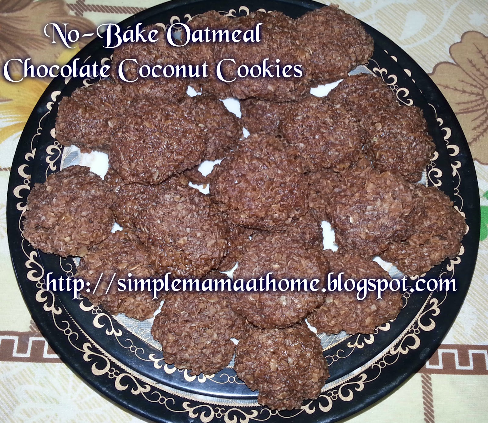 NoBake Oatmeal Chocolate Coconut Cookies Simple Mama at Home