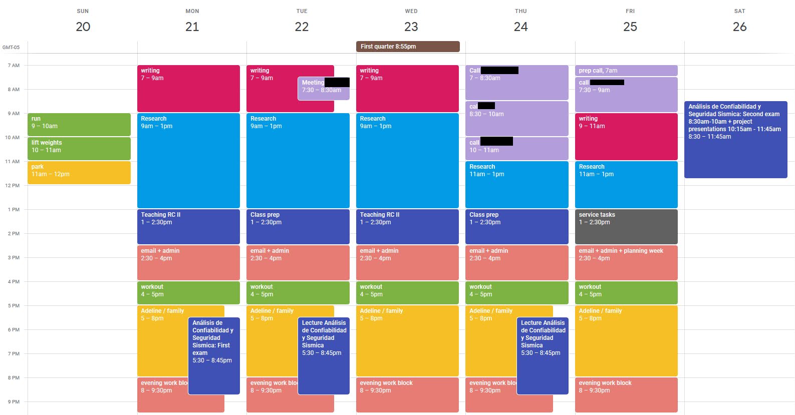 My weekly template for the fall semester Eva Lantsoght