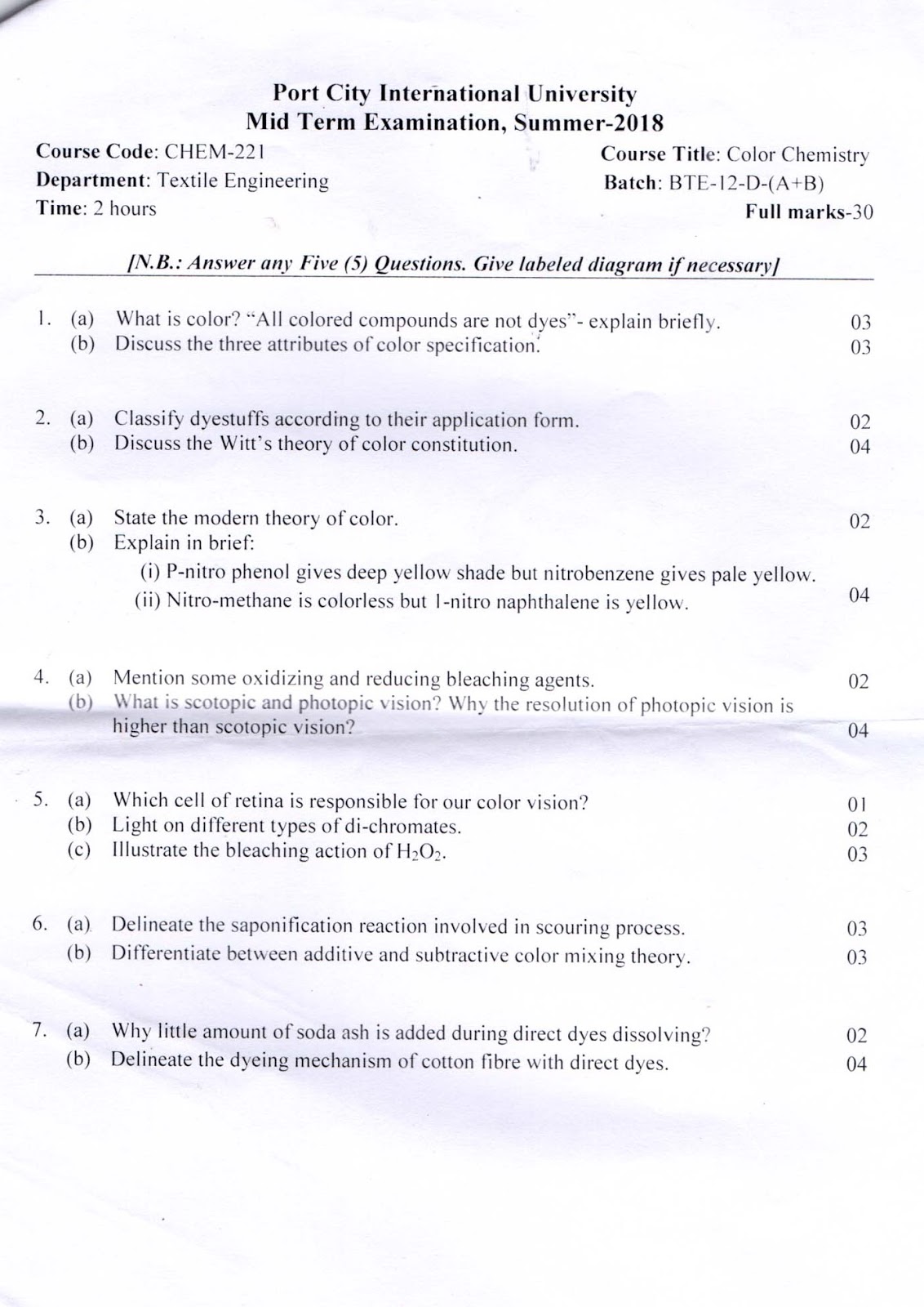 PCIU Textile Hunt Question Color Chemistry (Mid)