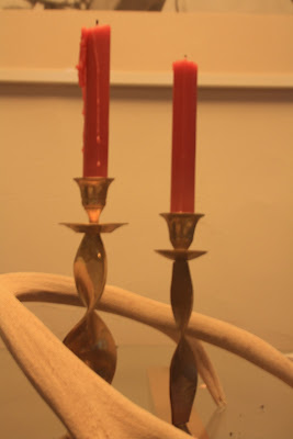 brass ribbon candle holders