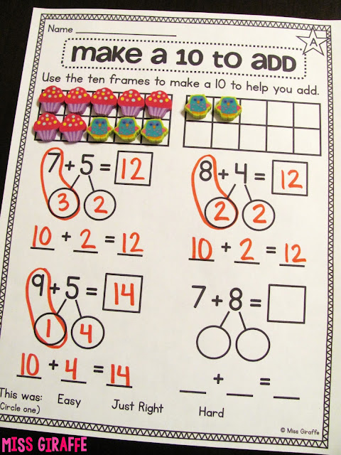 Miss Giraffe's Class: Making a 10 to Add