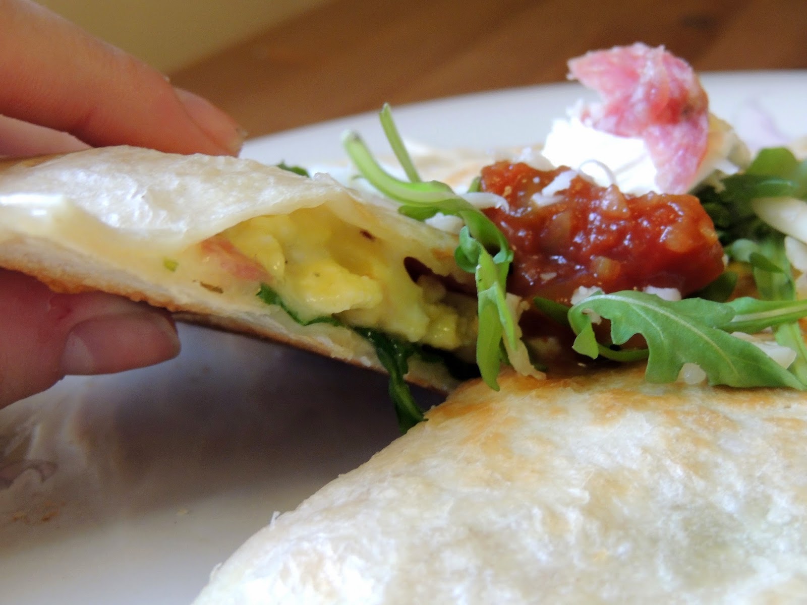Gas Stove Girl Salami and Arugula Breakfast Quesadillas