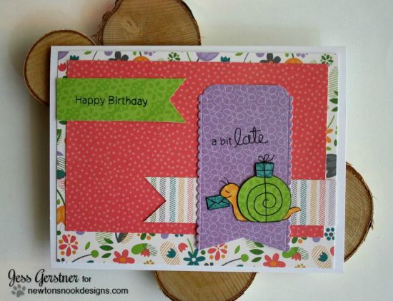 Belated Snail Birthday Card by Jess Gerstner | In Slow Motion Stamp set by Newton's Nook Designs #snailmail #birthday