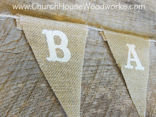 Burlap Candy Bar Flag Banner- 6 Feet Long- Great For Rustic Weddings, Baby Showers, Birthdays by Church House Woodworks