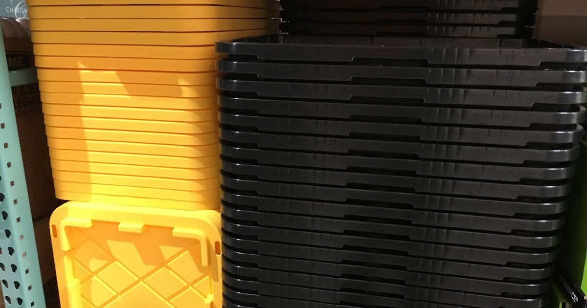 27 Gallon Storage Bin Tough/Durable Plastic Black with Yellow Lid