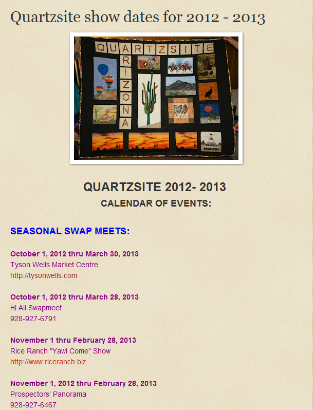 Desert Messenger, Quartzsite, AZ Quartzsite Calendar of Events at