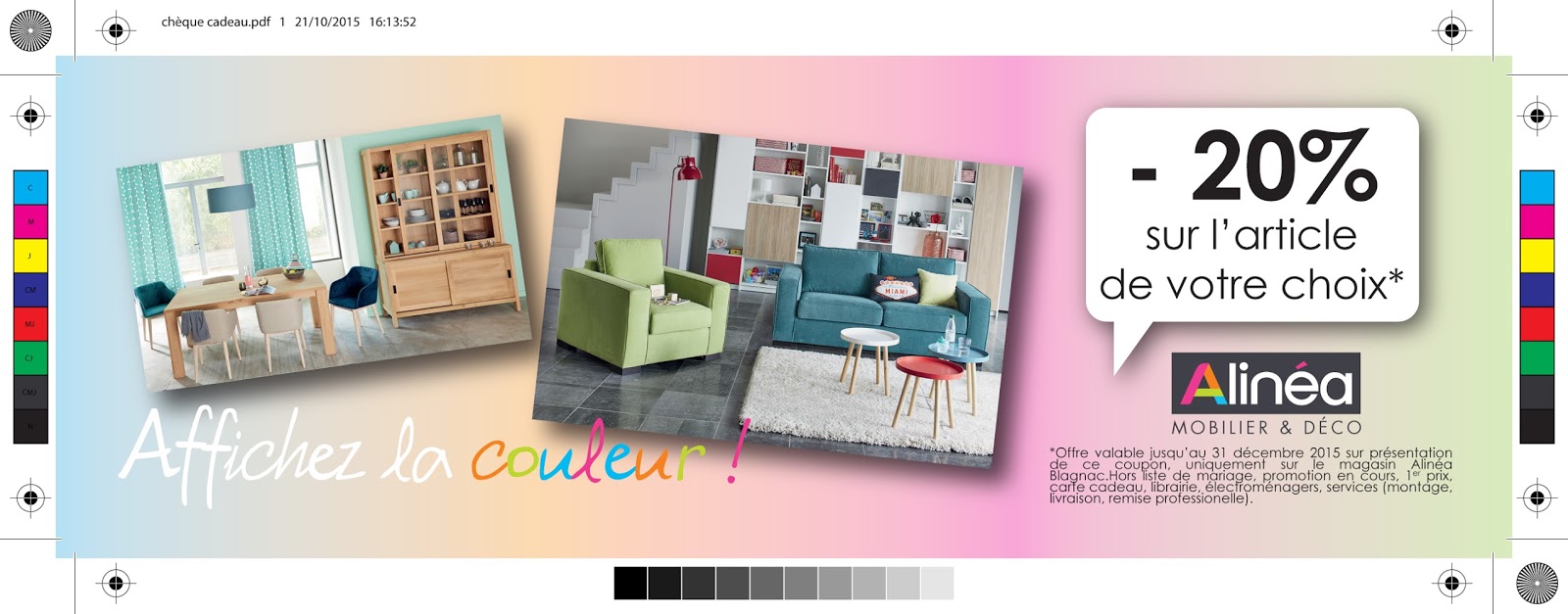 TRAVAUX Chèque cadeau réalisé pour Alinéa.