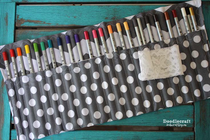 Make up brush roll Pencil crayon roll Crochet needle roll rainbow fabric Pencil roll