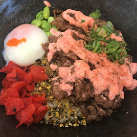 OMI, Doncaster, wagyu beef on rice