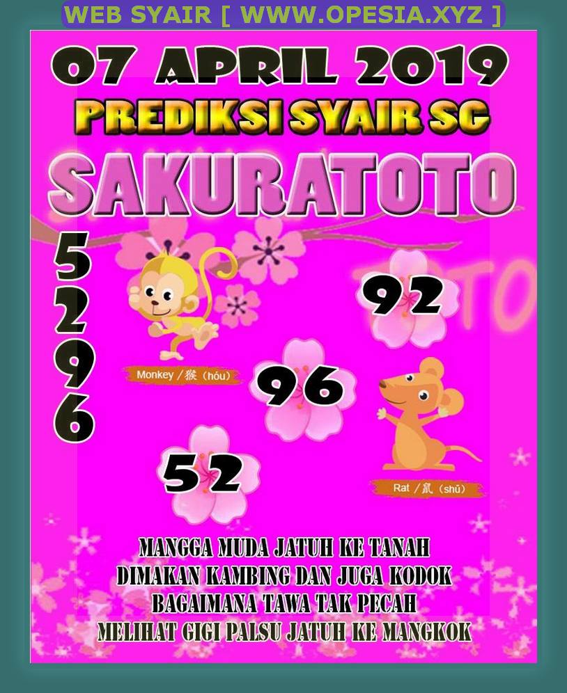 Kode syair sgp Minggu 7 April 2019 GOsyair SEDIA KODE