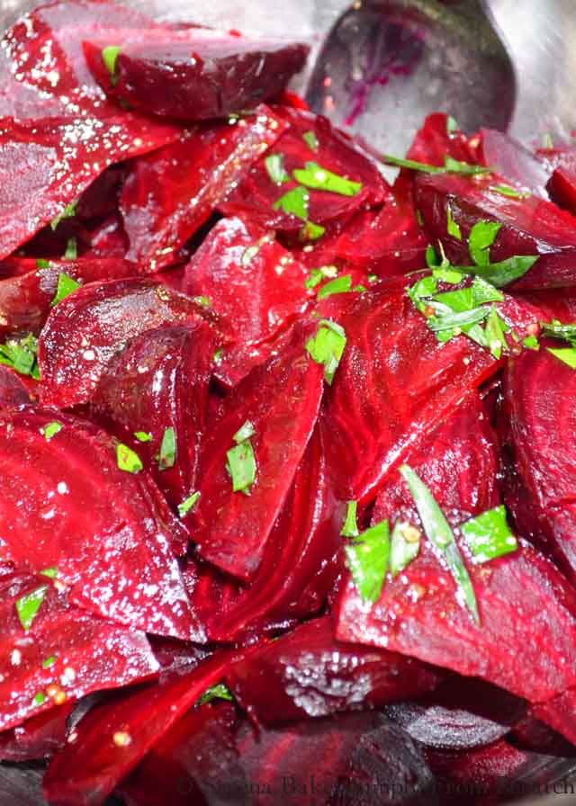 Roasted Beets with citrus tarragon vinaigrette for Beet Orange Salad with tarragon citrus vinaigrette recipes from Serena Bakes Simply From Scratch. Roasted beets with fresh oranges makes this a holiday favorite side dish for Thanksgiving and Christmas dinner.