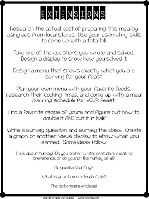 Project based learning, PBL, Thanksgiving, math projects, problem solving, elapsed time, Thanksgiving math, fourth grade, fifth grade, math workshop