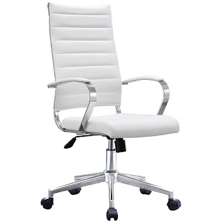 Front angle Modern Tall White Office Chair