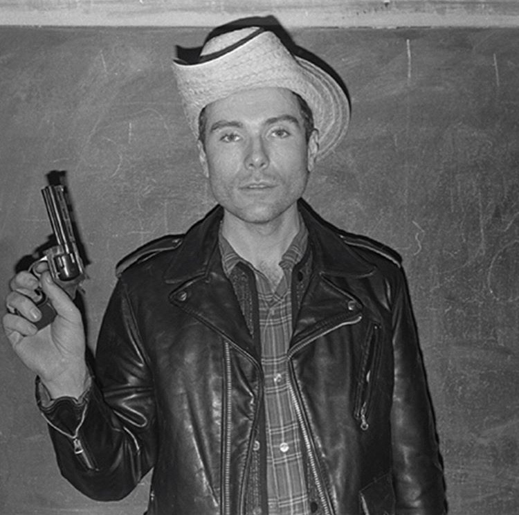 Looks Like Leather Glenn O Brien Glenn O Brien In His Schott Perfecto Leather Jacket With Insignia Painted By Jean Michel Basquiat