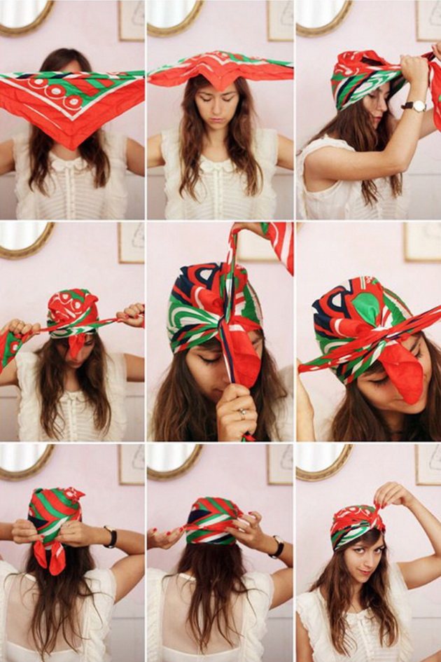 Как красиво завязать платок на волосах: 10 фото мастер-классов