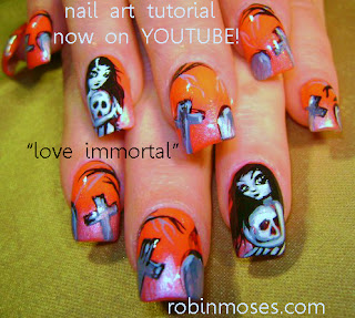 "love nail art" girl holding a skull in a graveyard "love immortal nail art" "impressionist spring flowers" nail art designs up for wednesday!! oh, and a ask me a question video!
