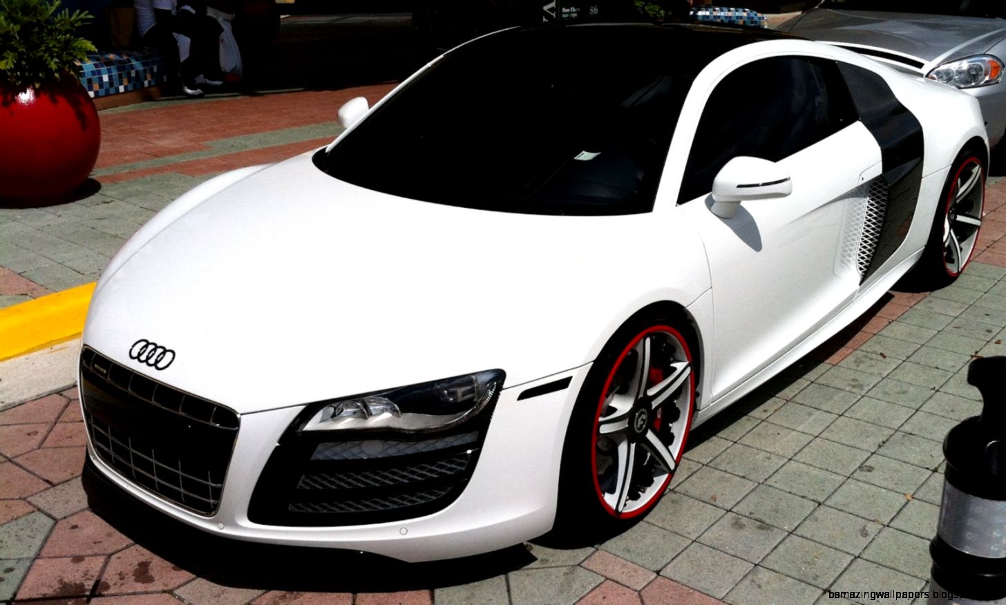 Custom White Car with Black Rims