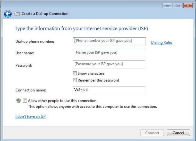 Isp connection. Диагностика dial up windows 7. type in your username. dial up connection.