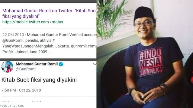 Ternyata Guntur Romli Pernah Bercuit "Kitab Suci: fiksi yang diyakini"