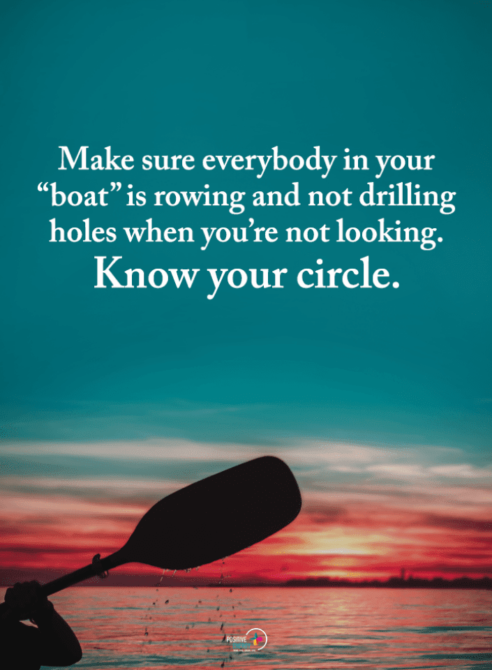 Make sure everybody in your boat is rowing and not drilling holes when