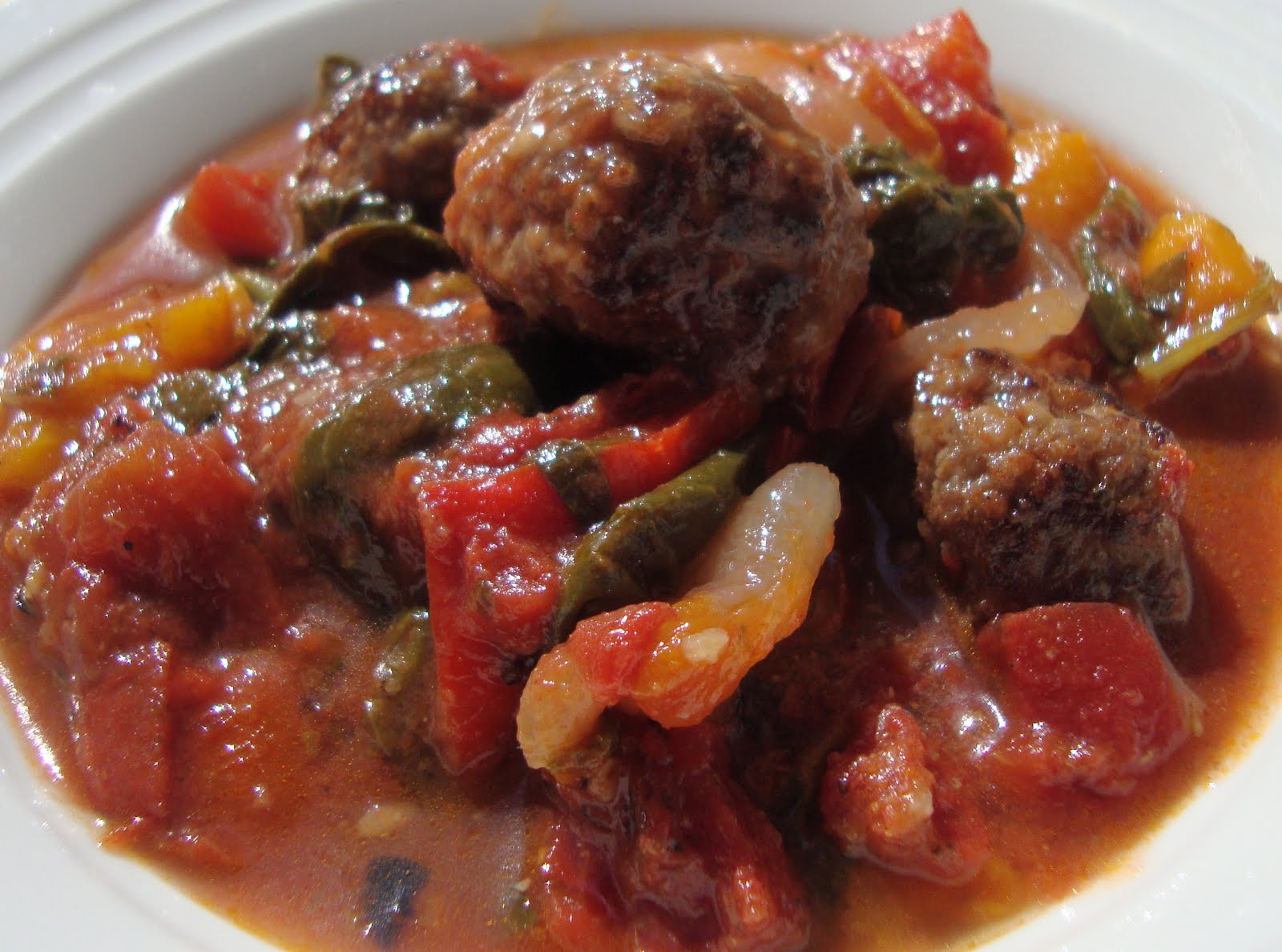 Food Floozie Sausage Meatball and Roasted Pepper Stew