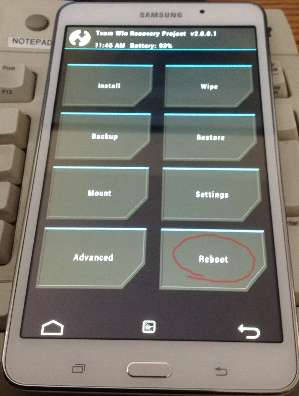 Samsung tab 4 reboot