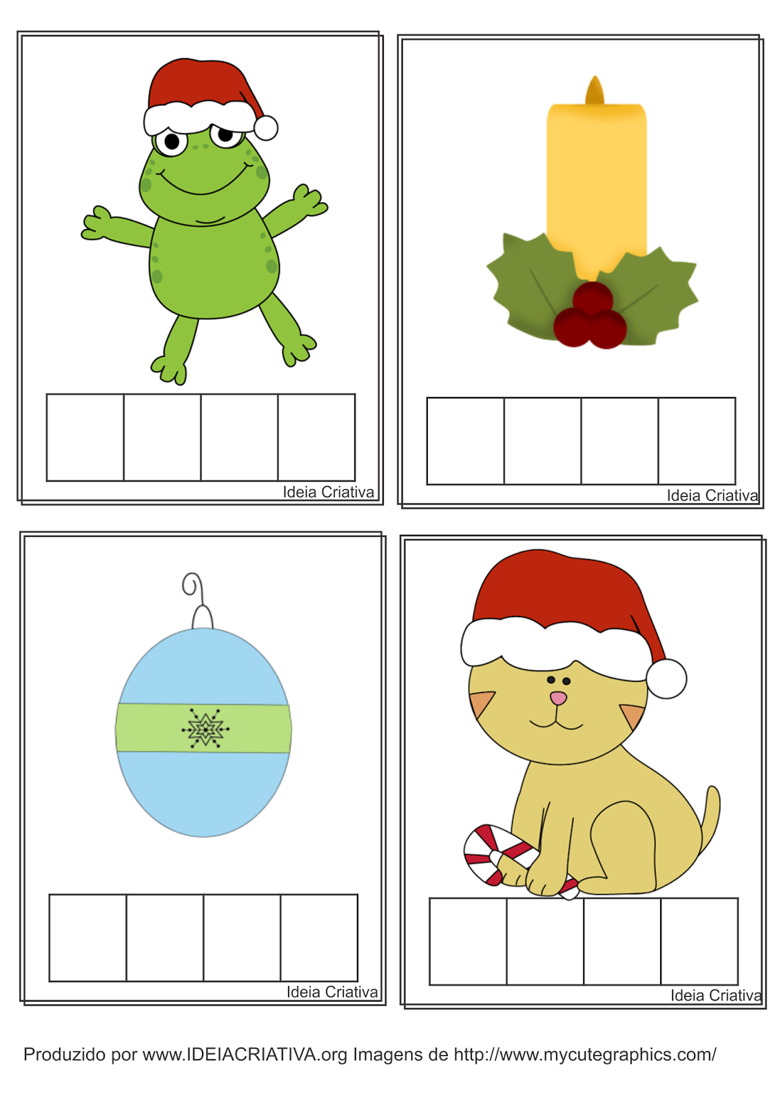 Flash Cards Formando Palavras Natal para Sala de Recursos 