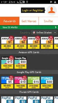 افضل تطبيق لربح بطاقات جوجل بلاي وباي بال وامازون AppNana