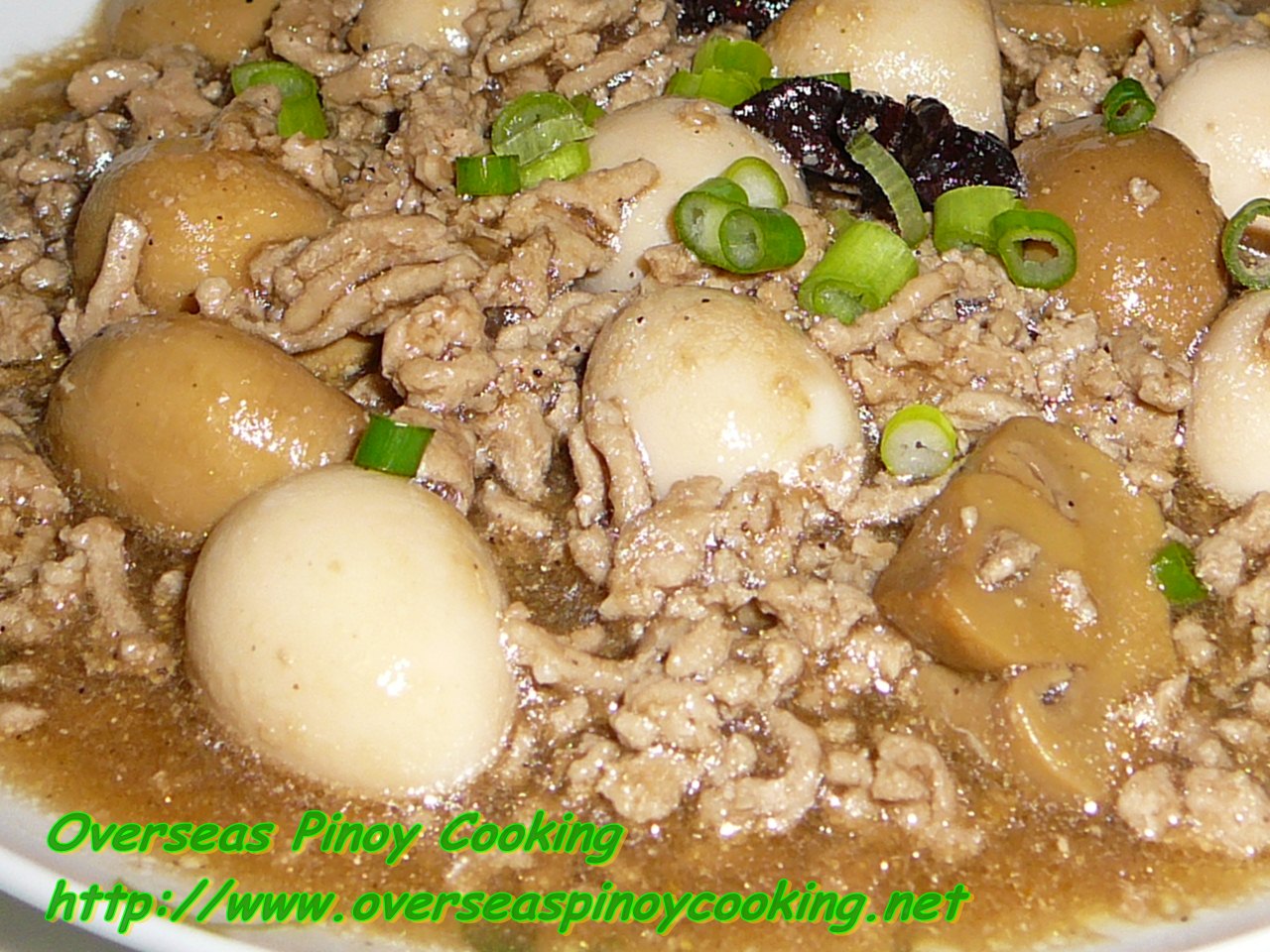 Asadong Pork Giniling with Quail Egg and Mushroom