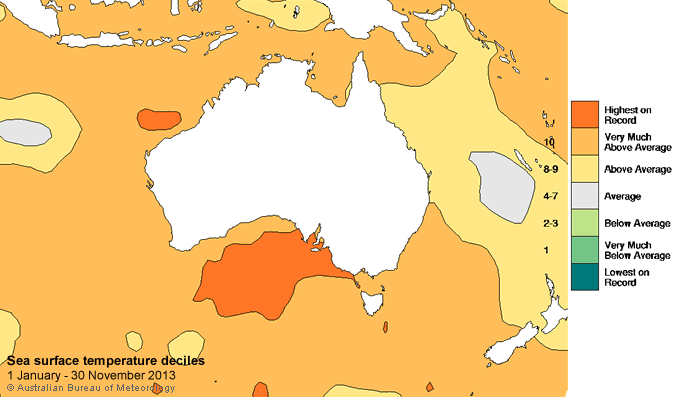 Climate Citizen Sea Surface Temperatures Unusually Warm Around Australia In 2013