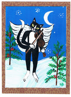  Tuxedo Cat Angel Christmas card from KimbasCritters