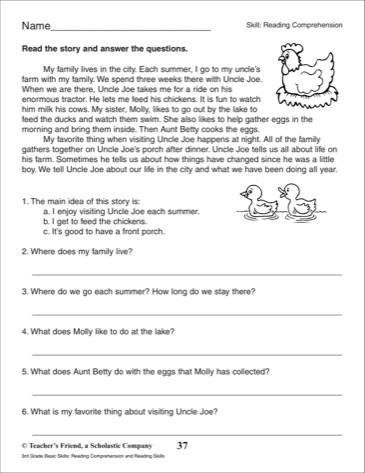 The City School: English Grade 3 Revision Worksheets