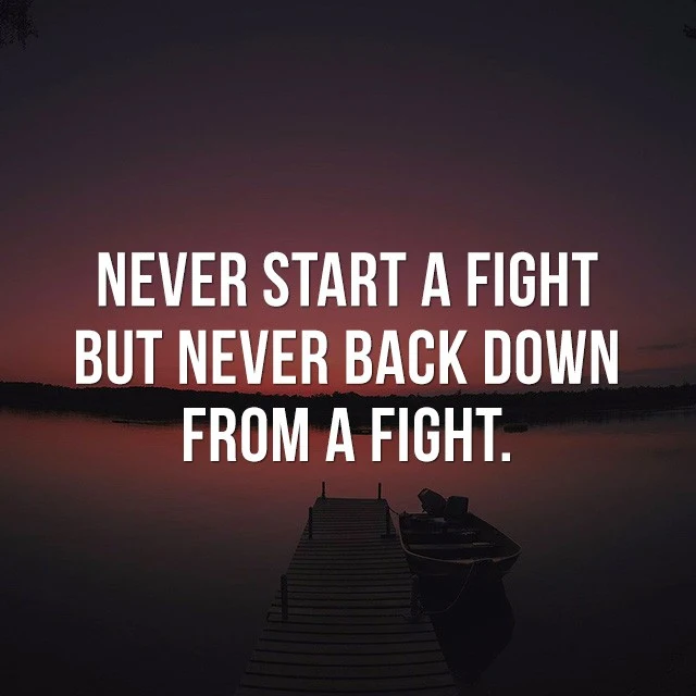 Never start a fight, but, never back down from a fight. - Beautiful Quotes with Pictures