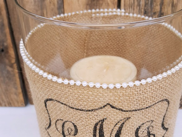 DIY Idea for Custom Wedding Gifts (Candle Holder with Burlap Monogram)