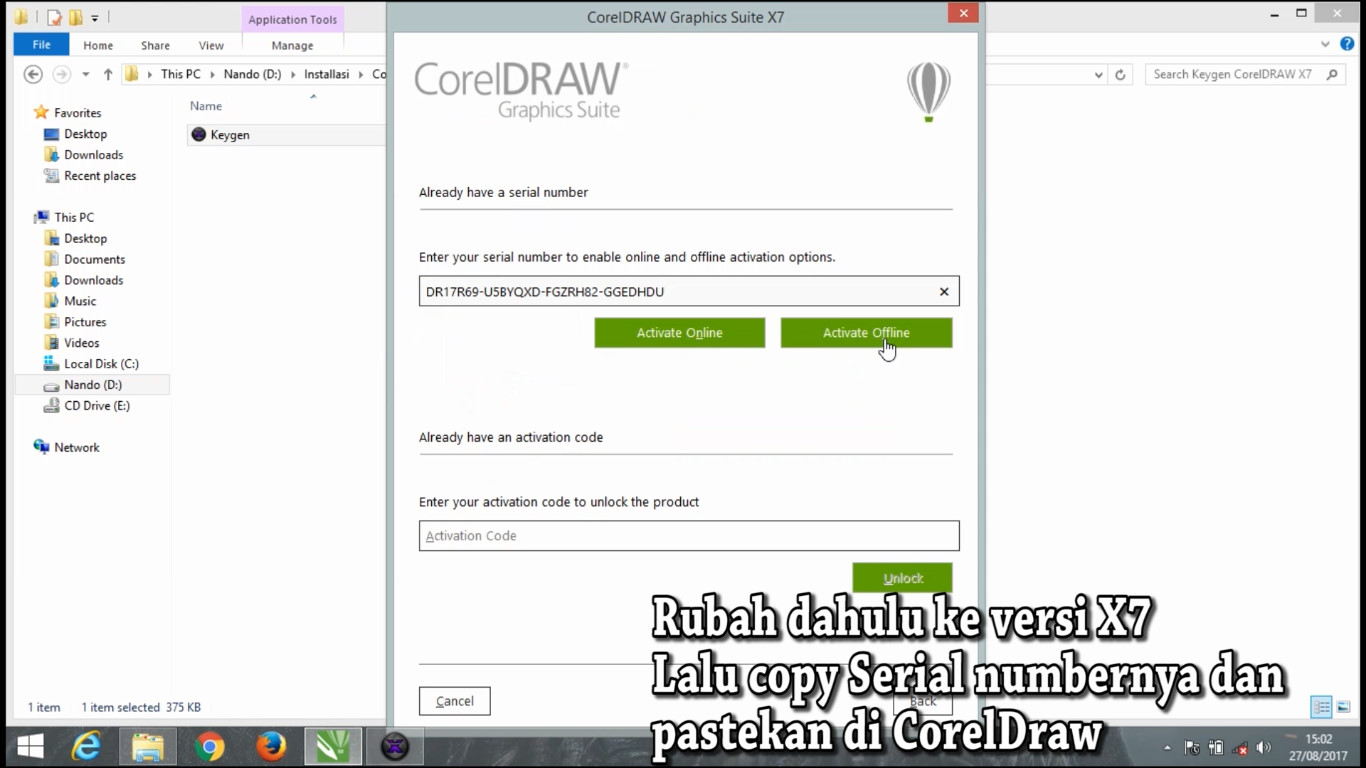 cara mendapatkan serial number corel draw x7