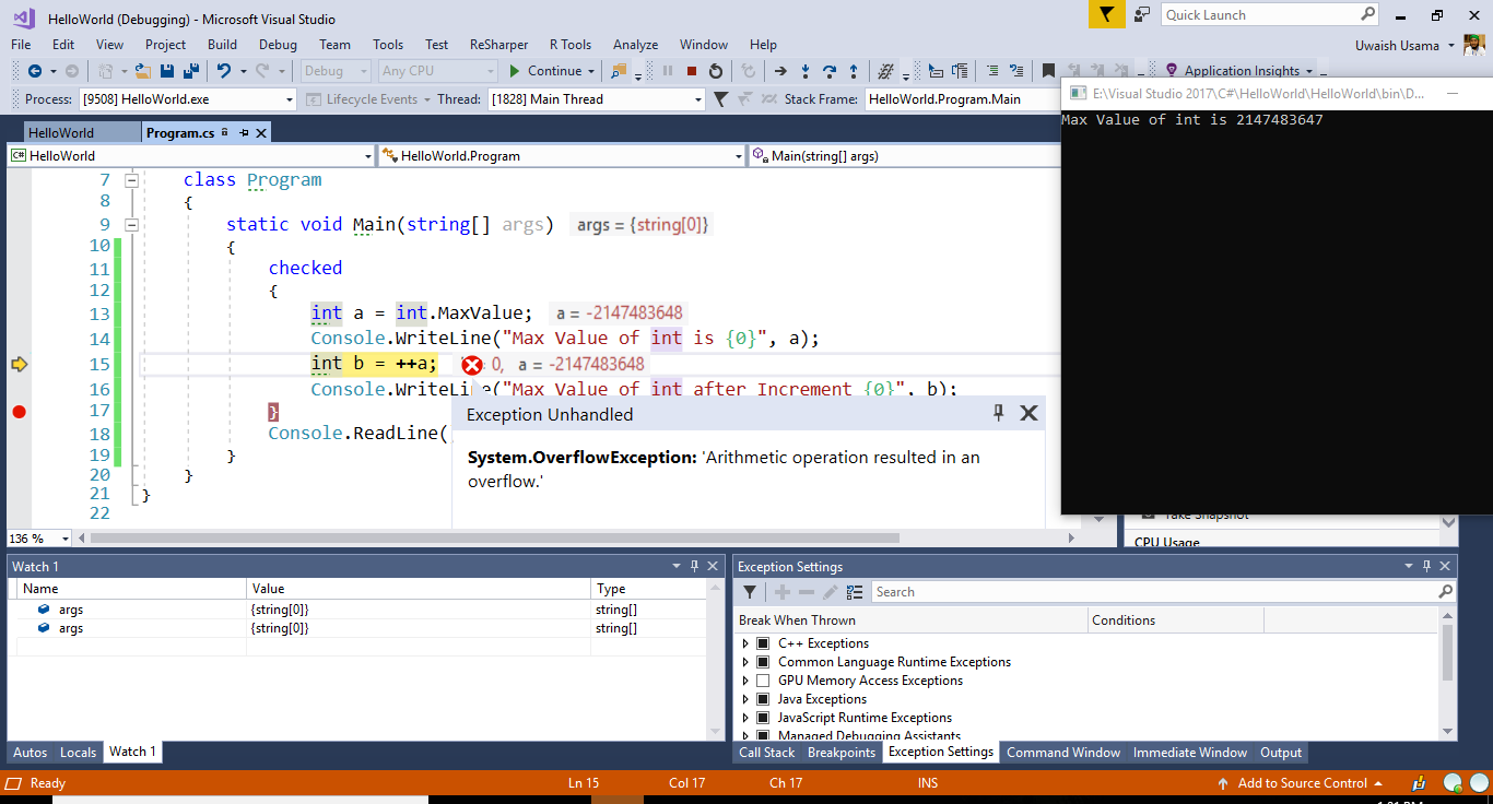Variable Scope, Overflowing Checked and Unchecked Keywod