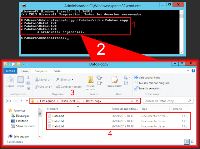 Windows CMD: Realizar una copia de archivos.