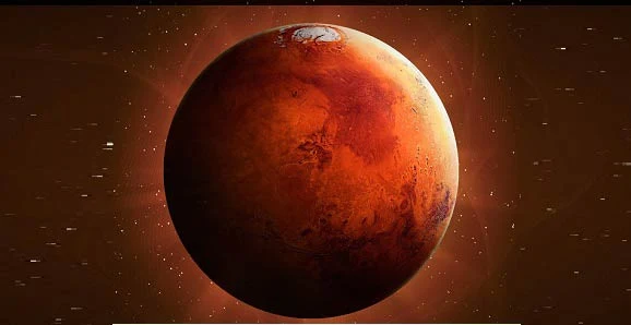 Ilustração do planeta Marte cheia de detalhes