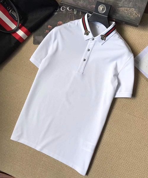 Áo phông Gucci nam 2018 2019 2020 fake chính hãng màu trắng có cổ đẹp hàng
