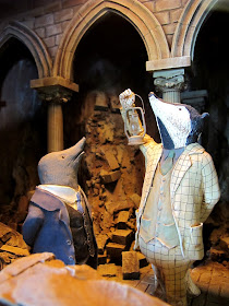 Detail of one of the one-twelth-scale Wind in the Willows scenes at Mr Badger's cafe.