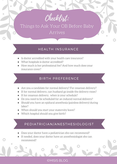 Things to Ask Your OB Before Baby Arrives - Checklist