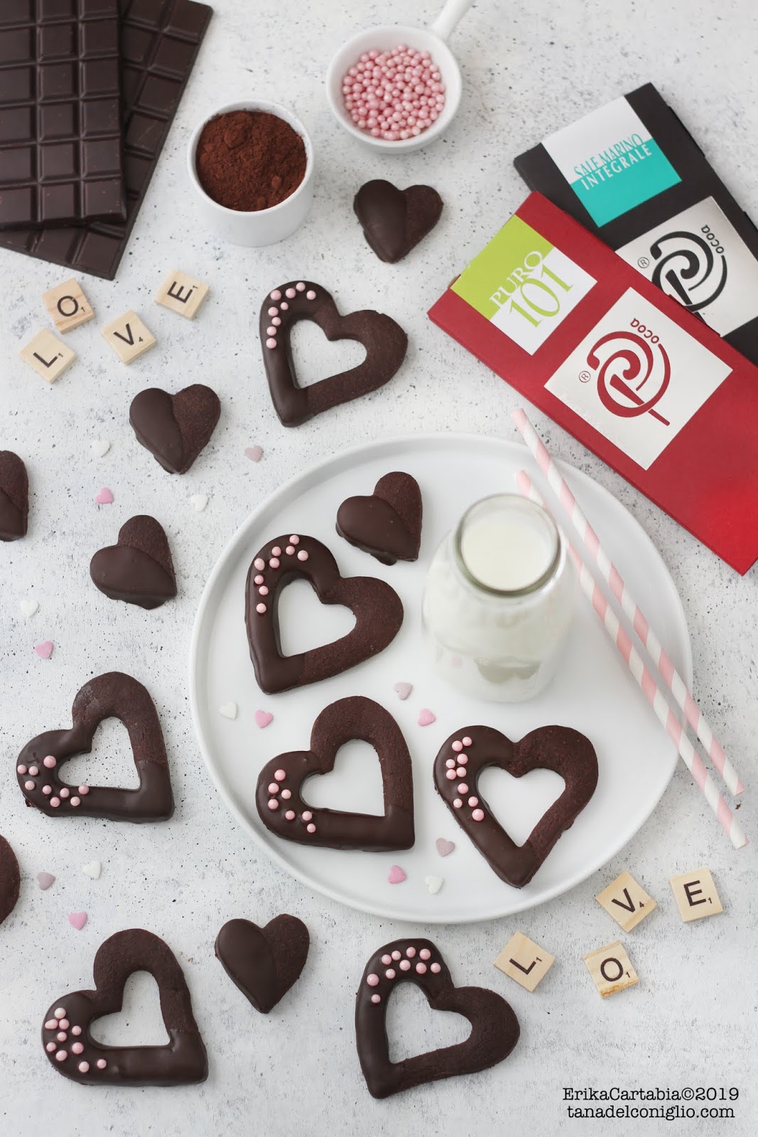 Sablé di San Valentino al cioccolato fondente