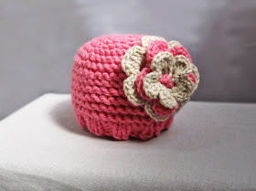 pattern pink  baby newborn hat, rose flower
