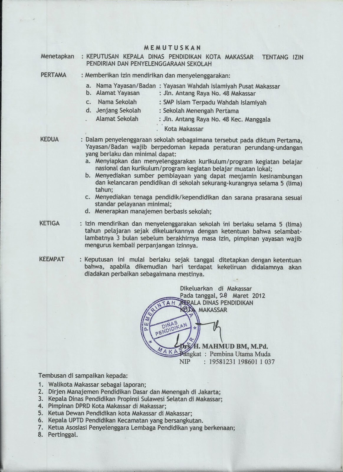 Contoh Sk Pendirian Sekolah Smp Dari Yayasan Dapatkan Contoh