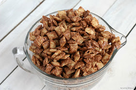 Chocolate covered cereal Valentines Day Cupid Chow recipe from Served Up With Love